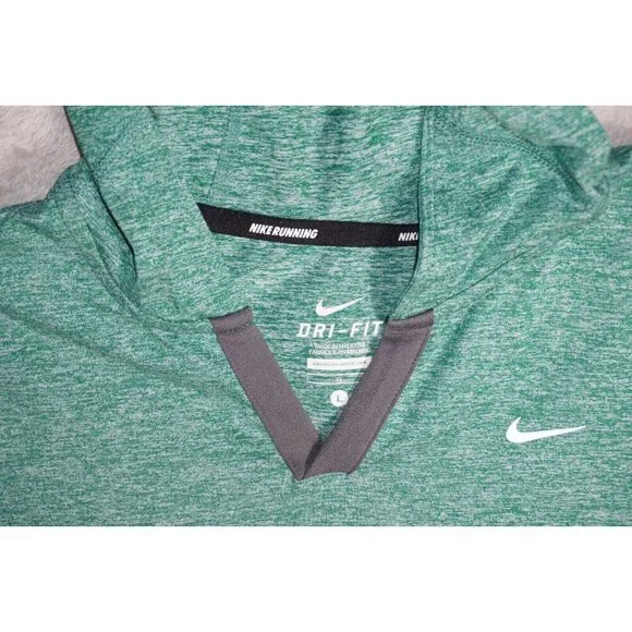 Nike Large Running Hoodie Teal Thumb Loop Finger Covers Pullover L - Picture 7 of 13